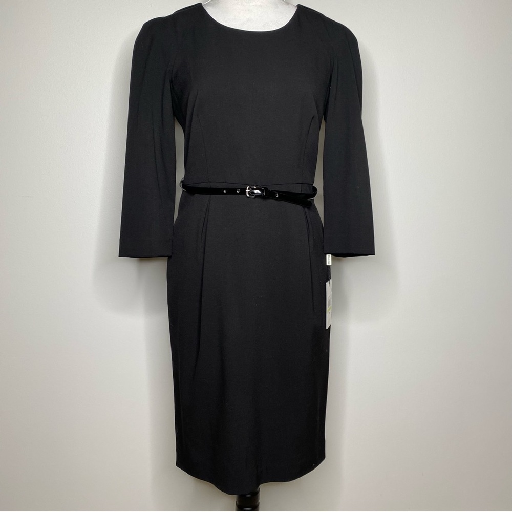 Calvin Klein NWT black belted career sheath dress size 4